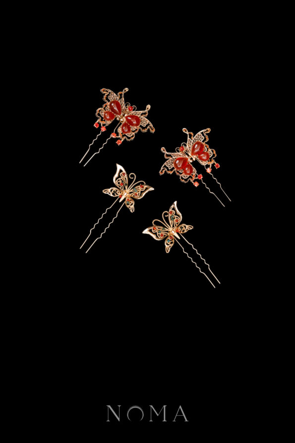 CHN-202400213-Flying-Butterflies-Dream-Hairpin-Set-Gold-Green-4-pcs
