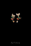 Butterflies on Tree Branch Side Hairvine Set - Gold, Green (2 pcs)