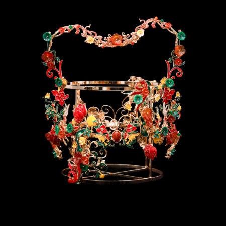 Colorful Lotus Scenery Bag - Gold