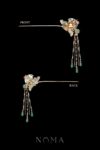 Pagoda Carved Shell Harmony Hairpin - Gold, Light Jade