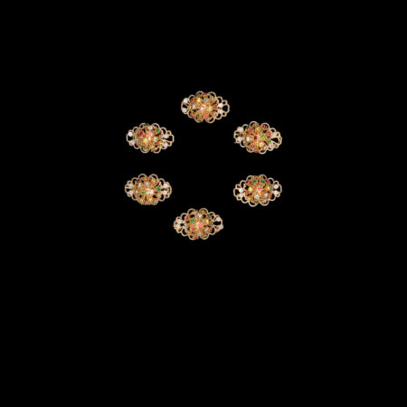 Mini Gems Hairclip Set - Gold, Rainbow (6 pcs)