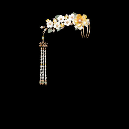 Floral Bright Moment Haircomb - Gold, Yellow (Left)