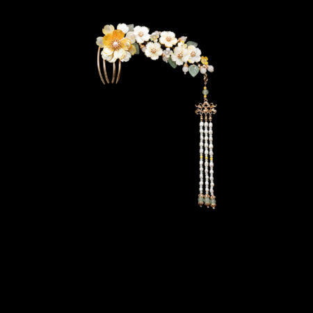Floral Bright Moment Haircomb - Gold, Yellow (Right)