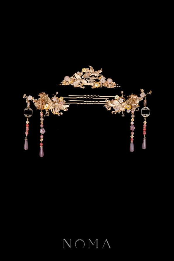 CHN-202400256-Crane-Heaven-Cloud-Simple-Set-Gold-Pink-3-pcs