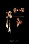 Floral Fan-Shaped Arrangement Set - Gold, Ruby (4 pcs)