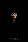 Floral Fan-Shaped Small Hairpin - Gold, Ruby (Right)
