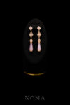 Oval T Crystal Ball Pear Jade Earrings - Gold, Pink Jade