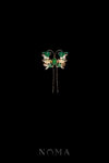 Single Butterfly Lush Hairpin - Gold, Jade