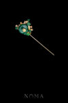 Round Donut Jade Lush Hairpin - Gold, Jade