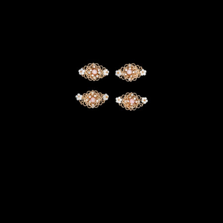 Mini Floral Hairclip Set - Gold, Pink (4 pcs)