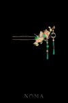 Crane Heaven Cloud Hairpin - Gold, Green (Left)