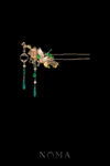 Crane Heaven Cloud Hairpin - Gold, Green (Right)