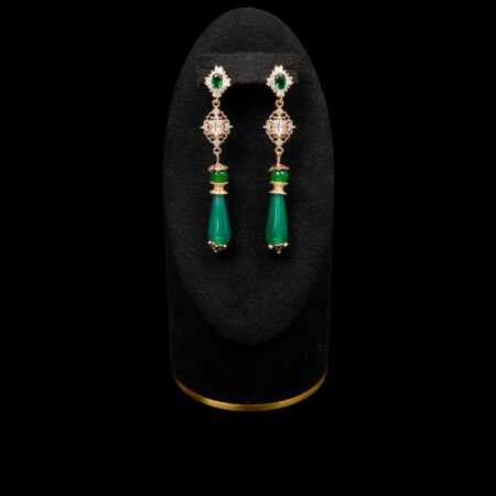 Oval T Ball Pear Jade Earrings - Gold, Jade