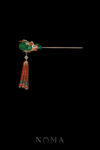 Jaded Art Grass Vine Hairpin - Gold, Green