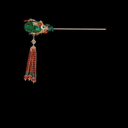 Jaded Art Grass Vine Hairpin - Gold, Green