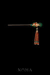 Jaded Gourd Grass Vine Hairpin - Gold, Green