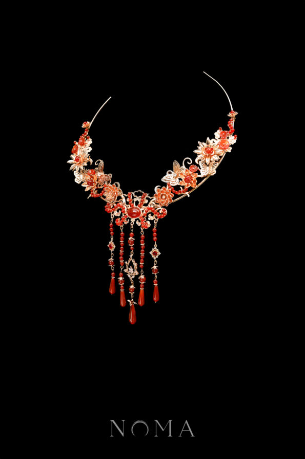 CHN-202500023-Butterfly-Art-Necklace-Gold-Red-2