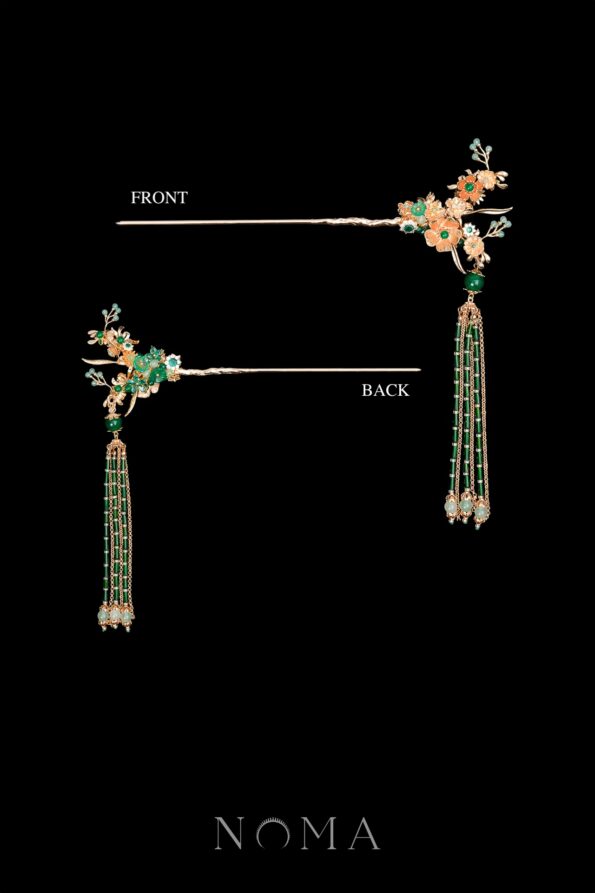 CHN-202500027-Oriental-Flower-Branching-Hairpin-Gold-Green-1