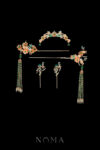 Oriental Flower Set - Gold, Green (5 pcs)