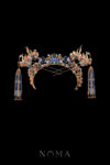 Colorful Phoenix Curvy Ornament Crown Set - Gold, Sapphire (3 pcs)