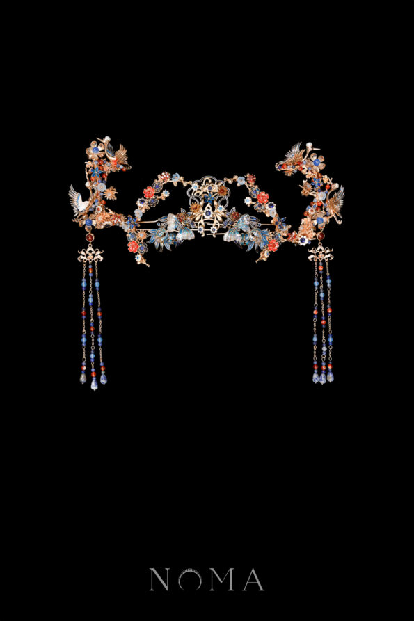 CHN-202500090-Colorful-Mosaic-Butterfly-Crane-Inspiration-Small-Simple-Set-Gold-Sapphire-3-pcs-1