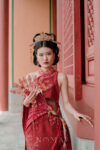 Fire Jade Heritage Hairpin - Gold, Red Jade (Right)