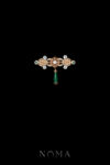 Decorated Arrow Pear Jade Brooch - Gold, Jade
