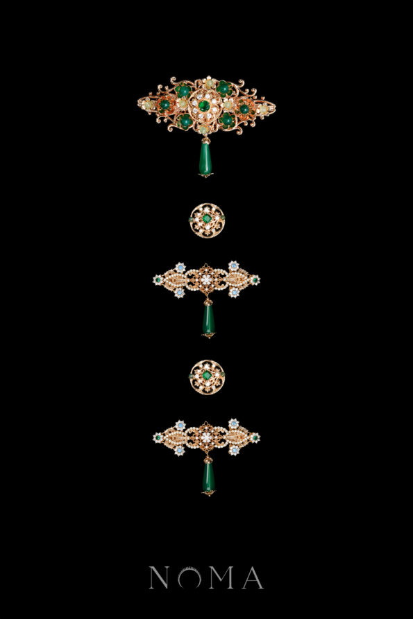 CHN-202500174-Nuence-Decorated-Ornament-Button-Brooch-Set-Gold-Jade-19-pcs-1