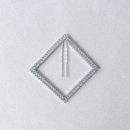 Rectangle Row Parallelogram Hairpin - Rhodium White Gold