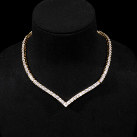 V Round Descending Choker - 18k Yellow Gold