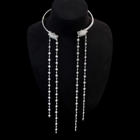 Snowflakes Milky Way Chain Choker - Rhodium White Gold