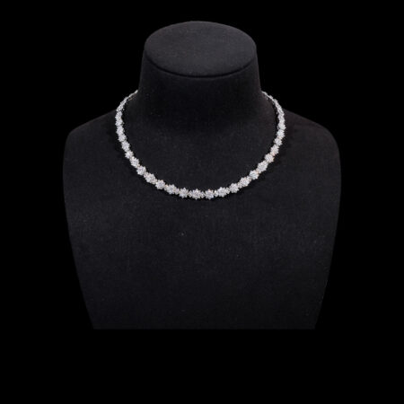 Round Paved Double Dot Choker - Rhodium White Gold, White Diamond
