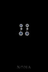 Round Paved Double Dot Round Earrings - Rhodium White Gold, Sapphire