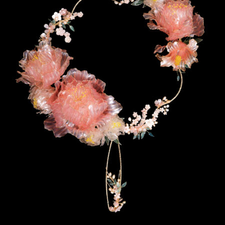 LR Peony Mix Eight Petals Fan - Gold, Pink