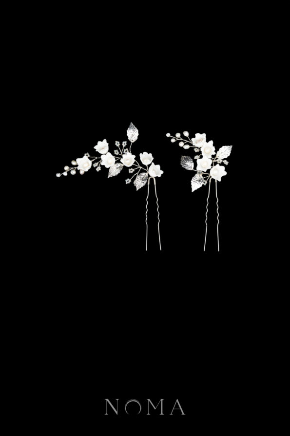 FLR-202400039-CC-Lily-of-the-Valley-Arrangement-Hairpin-Set-White-Silver-White-2-pcs