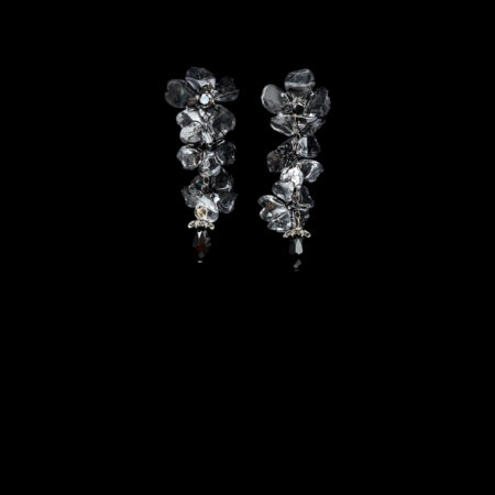 LR Floral Element Earrings - White Gold, Black