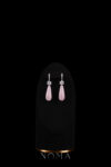 Pear Jade Drop Elegance Earrings - Rhodium White Gold, Pink Jade