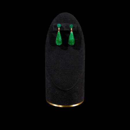Jade and Jade Earrings - 18k Yellow Gold, Jade
