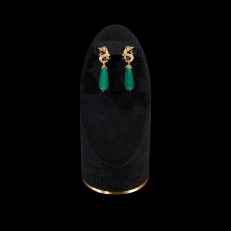 Dragon Jewel Pear Jade Earrings - 18k Yellow Gold, Jade