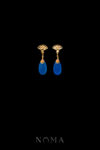 Fan-Shaped Scenery Teardrop Jade Earrings - Gold, Blue Jade