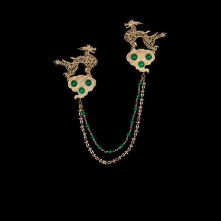 Standing Dragon Chain Pin - 18k Yellow Gold