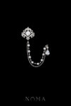 Ornamental Drop Pear Chain Pin - Rhodium White Gold