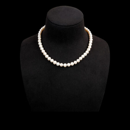 Pearl 8 mm Choker - Rhodium White Gold, White Pearl