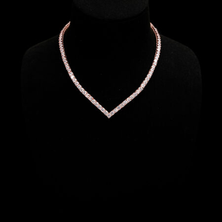 V Round 0.25 ct Tennis Choker - 18k Rose Gold