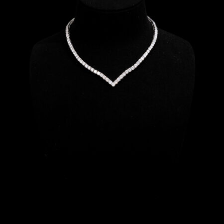 V Round 0.25 ct Around Tennis Choker - Rhodium White Gold