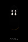 Bombastic Teardrop Pearl Earrings - Rhodium White Gold, White Pearl
