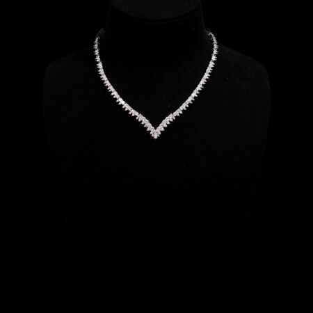 Waterfall Full without Pendant Choker - Rhodium White Gold