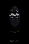 Art Deco Party Earrings - Rhodium White Gold, Sapphire