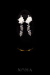 CC Peony Paved Leaf Earrings - White Gold, White