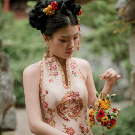 VA Silken Flower Hairvine - Gold, Red